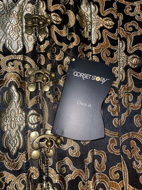 Corset Story Women's Black & Gold Brocade Top